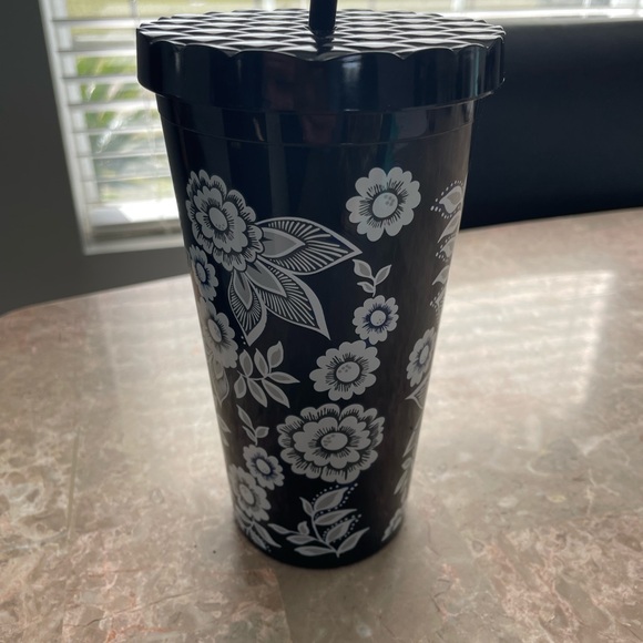 Vera Bradley Other - Floral Black and White Tumbler with Straw